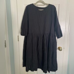 Black Linen Lenok Linen Smock Dress